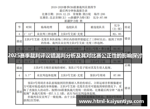 2025赛季裁判评议错漏判分析及其对比赛公正性的影响探讨