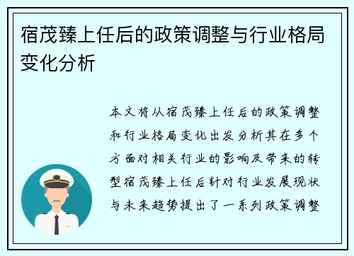 宿茂臻上任后的政策调整与行业格局变化分析